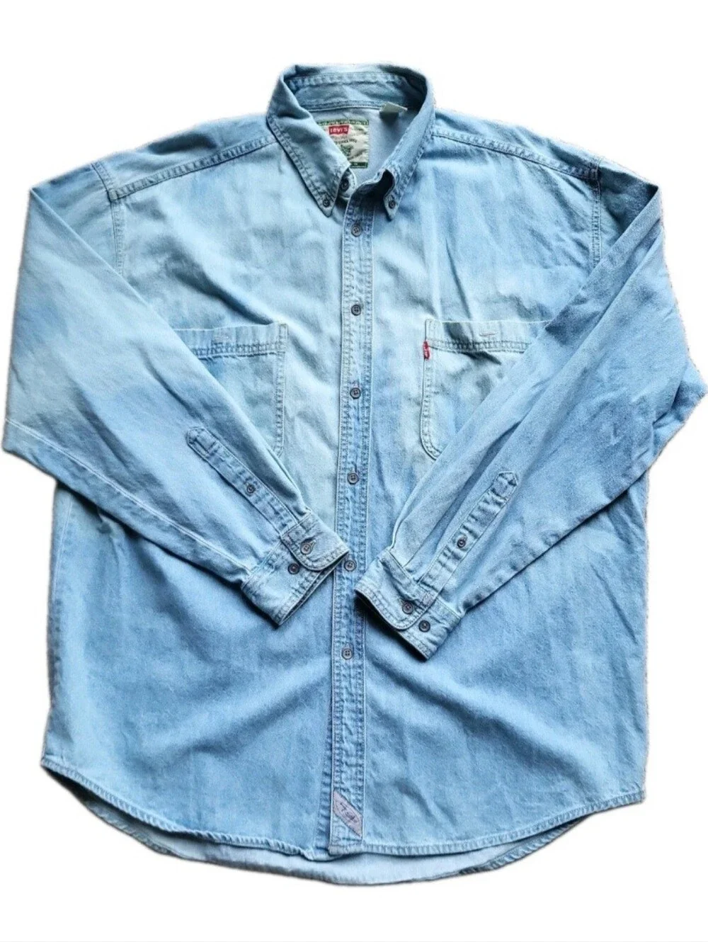 Levi's Shirt Mens XL Blue Denim Light Washed Cotton Button-Down Western Work